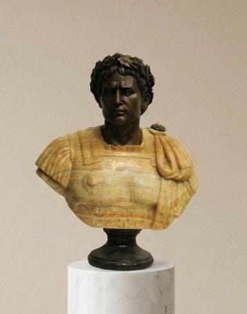 sculptuur, Busto di imperatore Giulio Cesare in onice. - 81