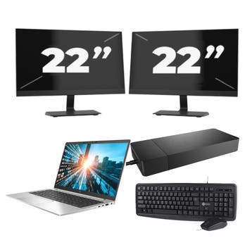 HP EliteBook 840 G7 -   i7-10e 8GB  - 256GB  + 2x 22 inch, Qwerty, Verzenden, 8 GB, Refurbished