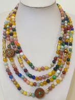 Tibetaanse halsketting van niphriet multicolor met sterkere