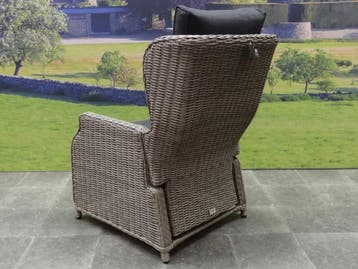 Toscane XL lounge tuinstoel verstelbaar grijs, Tuin en Terras, Tuinstoelen, Ophalen of Verzenden, Nieuw, Wicker