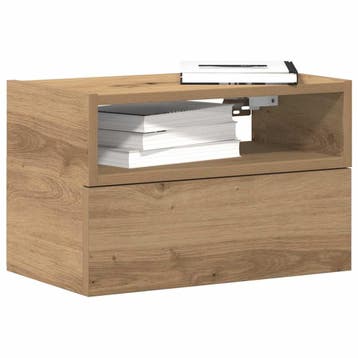 vidaXL Nachtkastje wandgemonteerd 45x26x28,5 cm artisanaal, Verzenden, Nieuw, Hout