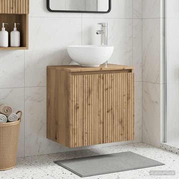 vidaXL Wandgemonteerde wastafelmeubel Artisanaal eiken, Huis en Inrichting, Verzenden, Nieuw