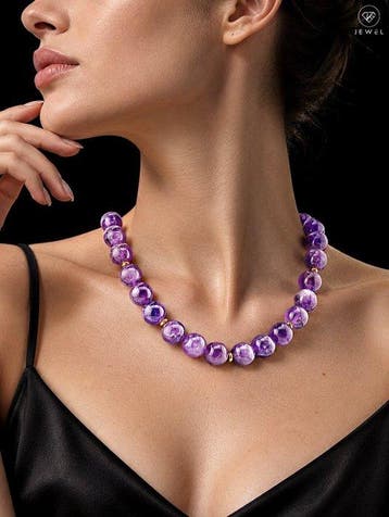 Statement Amethist-ketting - 925 zilver - goudverguld