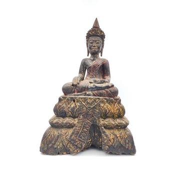 Oud-Indochinese, Khmer Veelkleurig hout Belangrijke XXL