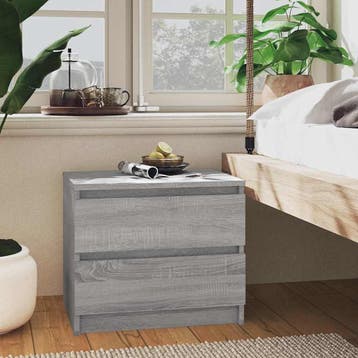 vidaXL Nachtkastjes 2 st 50x39x43,5 cm bewerkt hout grijs, Minder dan 45 cm, Verzenden, Nieuw, Minder dan 55 cm