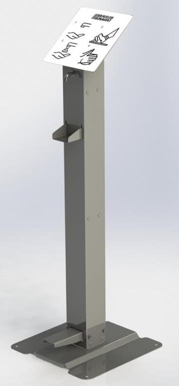 RVS Desinfecteer Zuil | Voetbediening | 40,0x39,5x118,3 cm, Verzenden