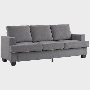 Moderne Grijze 3-zitsbank in Chenille - 213 cm Breed, Huis en Inrichting, Verzenden, Nieuw