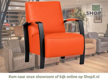 Leren fauteuil Glory - Toledo Orange (oranje), Nieuw, Ophalen of Verzenden, 50 tot 75 cm, Industrieel, Modern