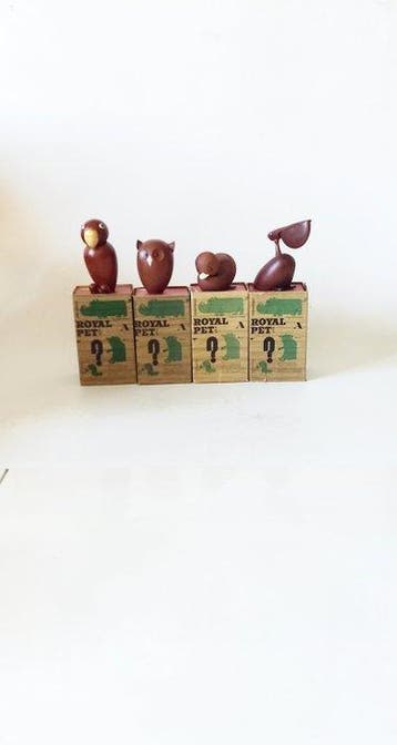 Figuur - Vintage houten dieren Kokeshi Royal Pet