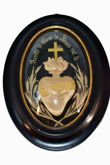 Religieus kader met bol glas - Stop: Het Hart van Jezus is