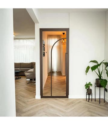 OUTLET: Stalen Binnendeur Brons 2 Vlaks rond  Helder glas Li, 80 tot 100 cm, Binnendeur, Nieuw, Metaal