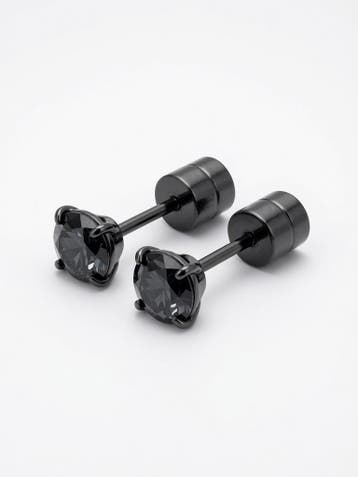 Zwart Titanium Stalen Oorbellen - Onyx Edelsteen - Unisex, Sieraden, Tassen en Uiterlijk, Oorbellen, Overige materialen, Zwart