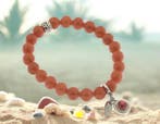 Elastische edelsteenkralen Armbandje Jade 8mm BIBA Oranje..., Ophalen of Verzenden, Nieuw, Kraal