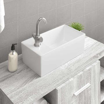 vidaXL Wasbak 48x25x15 cm keramiek wit, Verzenden, Nieuw