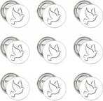 9 Vredes buttons Peace Duif met speld of (kleding)magneet, Verzenden, Nieuw, Overige onderwerpen, Button