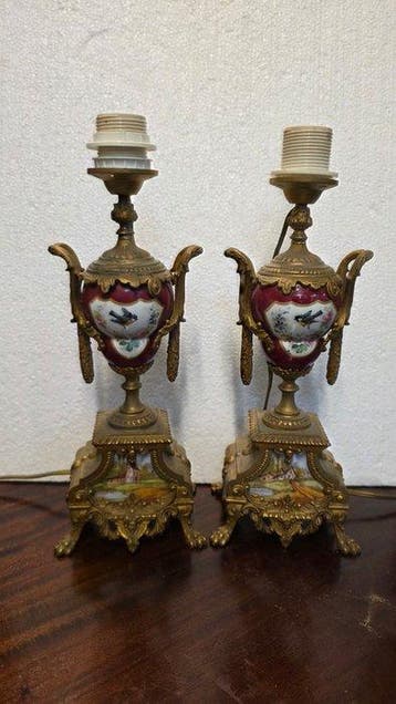 Lamp (2) - Verguld messing - Franse lampen Sevres, Antiek en Kunst