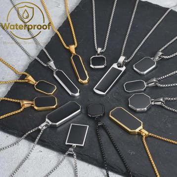 Stijlvolle RVS Hanger met Zwart Emaille - Geometric Dog Tag, Verzenden, Nieuw