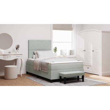 vidaXL Boxspring bed met hoofdeinde Lichtgrijs 200 x 120 cm, Verzenden, Nieuw, Twijfelaar, Stof