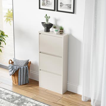 Schoenenkast Sokndal 3 kleppen gebroken wit 104x50x15 cm [en, Verzenden, Nieuw
