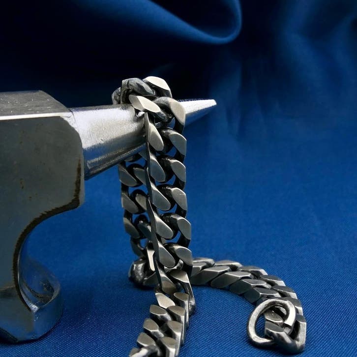 Zilveren gourmetschakel armband (Schakelarmband), Sieraden, Tassen en Uiterlijk, Armbanden, Overige kleuren, Gebruikt, Zilver