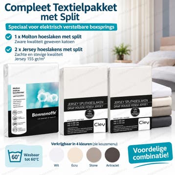 Textielpakket split-hoeslakens,1 molton + 2 hoeslakens -, Eenpersoons, Verzenden, Wit, Overige typen