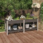 vidaXL Plantenbak verhoogd met schap 200x50x75 cm HKC grijs, 100 cm of meer, Verzenden, Nieuw, 60 cm of meer