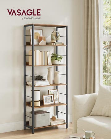 VASAGLE Hoge Boekenkast met 6 Planken - Stijlvolle Opbergkas, Huis en Inrichting, Verzenden, Nieuw