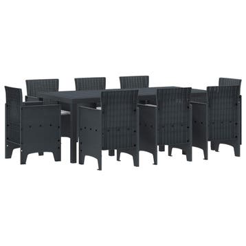 vidaXL Tuin eettafelset 9 st Antracietkleurig Polypropyleen, Verzenden, Nieuw, Meer dan 8 zitplaatsen