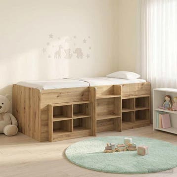 vidaXL Loft Bed Frame met Kast 3 st Artisanaal eiken Bewerkt, Verzenden, Nieuw, Bruin, Hout