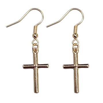 Fako Bijoux - Oorbellen - Kruisjes - 13x45mm - Goudkleurig, Verzenden, Nieuw