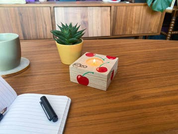 Houten Theelichthouder Kers - Duurzaam & Handgemaakt, Ophalen of Verzenden, Nieuw