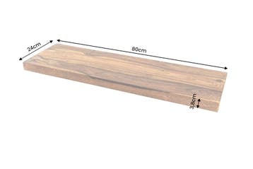 Wandplank PURE 80cm sheesham hout bruin stone finish - 47776, Ophalen of Verzenden, Nieuw