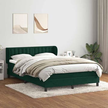 vidaXL Boxspring met matras fluweel donkergroen 160x220 cm, Verzenden, Nieuw, Groen, Stof