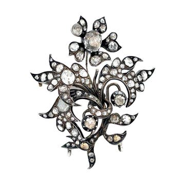 Zilveren vintage broche met roosdiamant 12 krt/925, Sieraden, Tassen en Uiterlijk, Broches, Ophalen of Verzenden, Nieuw