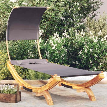 vidaXL Loungebed met luifel 100x200x126 cm gebogen hout, Verzenden, Nieuw