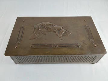 Antieke Jugendstil / Art Nouveau Messing Sigarendoos met, Nieuw