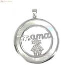 Zilveren parelmoer mama moeder kind hanger, Verzenden, Nieuw, Zilver