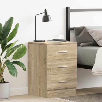 vidaXL Nachtkastje 38x35x56 cm bewerkt hout sonoma, Minder dan 45 cm, Verzenden, Nieuw, 55 tot 70 cm