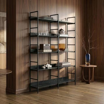 Boekenkast Noskik met 5 planken 180x120x30 cm zwart marmerlo, Verzenden, Nieuw