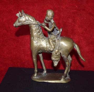 Beeldje, Africaine ancienne CAVALIER DOGON - 14 cm - en