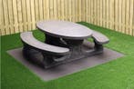 Rockwood® Betonnen Picknickset Antraciet-Beton Ovaal 2.10m, Ophalen of Verzenden, Nieuw, Rechthoekig, Hout