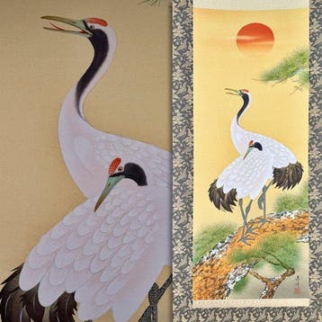 Juto  – “Cranes on Pine / ” – Met de hand beschilderde