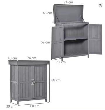 Tuinkast 74x43x88 cm – Houten Opbergkast met 2 Deuren, Tuin en Terras, Verzenden, Nieuw