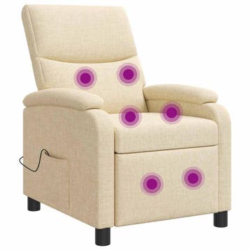 vidaXL Massage Recliner Crèmekleurig Stof, Verzenden, Nieuw