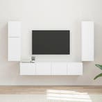 Tv-meubelset Wandgemonteerd 4 pcs Wit Bewerkt hout, Verzenden, Nieuw