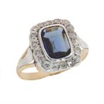Ring - 18 karaat Geel goud - 1.80ct. tw. Saffier - Diamant -, Nieuw