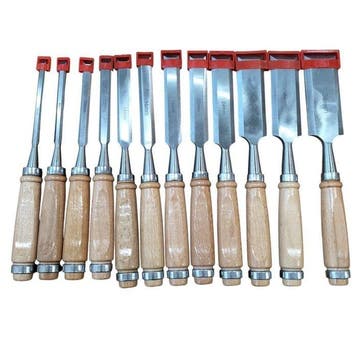 Unused Woodworking Flat Chisel Set — 12 Pieces, 6mm–38mm,