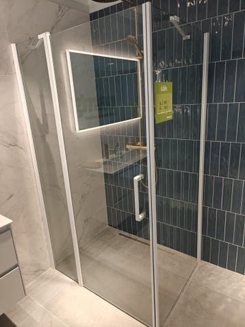 Douchecabine 120x90cm mat wit helder glas antikalk - 0020, Ophalen, Nieuw, Glas, Douche