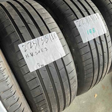 2 x Hankook Ventus S1 Evo3 225-55-18 Zomerbanden 7mm, 18 inch, Gebruikt, Ophalen of Verzenden, Band(en)