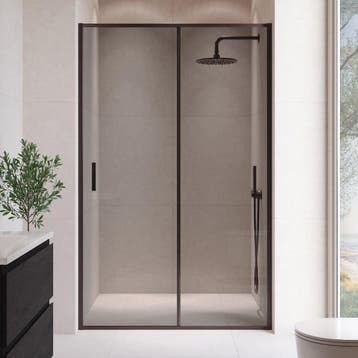 Douchewand Calgary 140 x 190 cm Zwart Getint Glas 8 mm, Verzenden, Nieuw, Douche